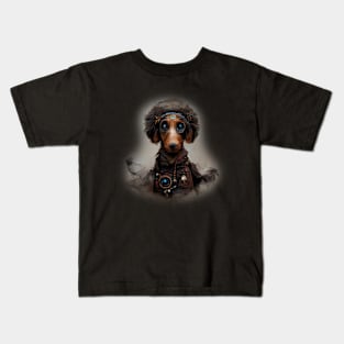 Dachshund Surreal Steampunk Artwork, Dog Lover Kids T-Shirt